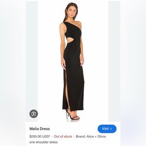 Never worn Alice + Olivia Malia Black One-Shoulder Cut out Gown